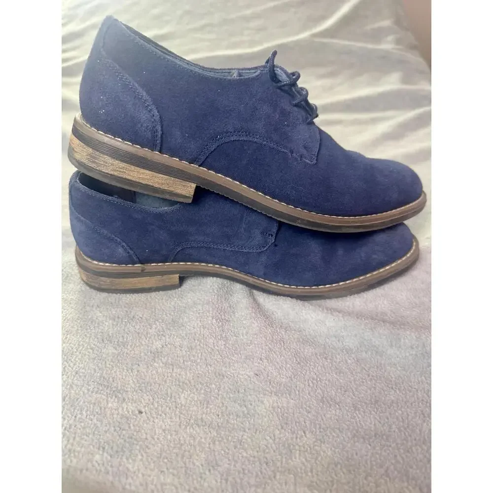 bruno‎ marc suede derby shoes navy blue mens 7.5 casual dress